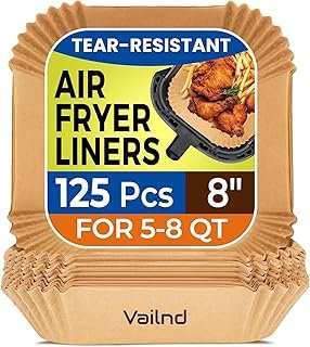125Pcs 8-Inch Square Air Fryer Parchment Paper Liners (for 5