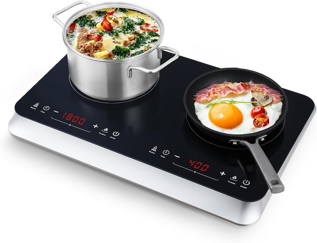 COOKTRON Portable Induction Cooktop 2 Burner, 1800W with Booster