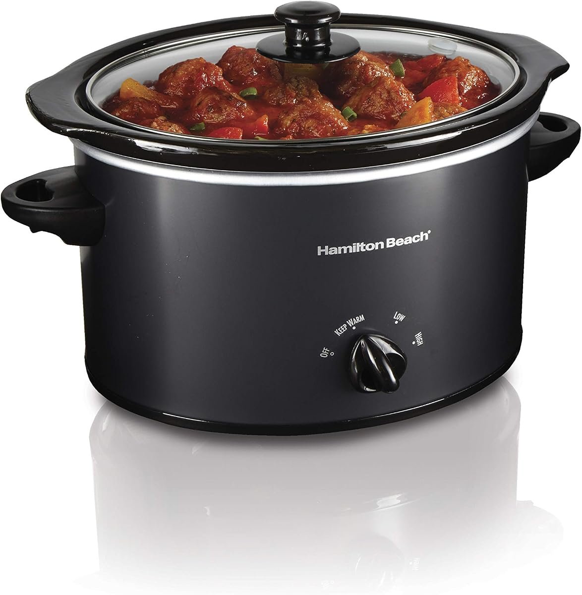 Hamilton Beach 3-Quart Slow Cooker (Dishwasher-Safe Crock & Lid, Matte Black)