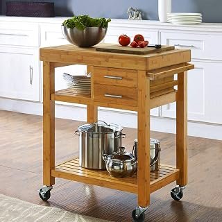 Rolling Kitchen Island Cart with Drawers, Shelves & Towel Ra