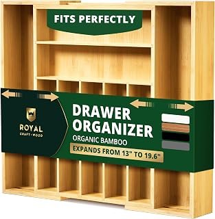 ROYAL CRAFT WOOD Luxury Bamboo Kitchen Drawer Organizer (Silverware)