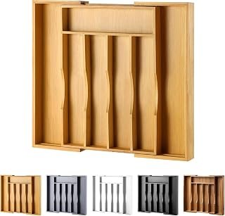 Expandable Bamboo Kitchen Drawer Organizer (Cutlery and Utensils, Adjustable)
