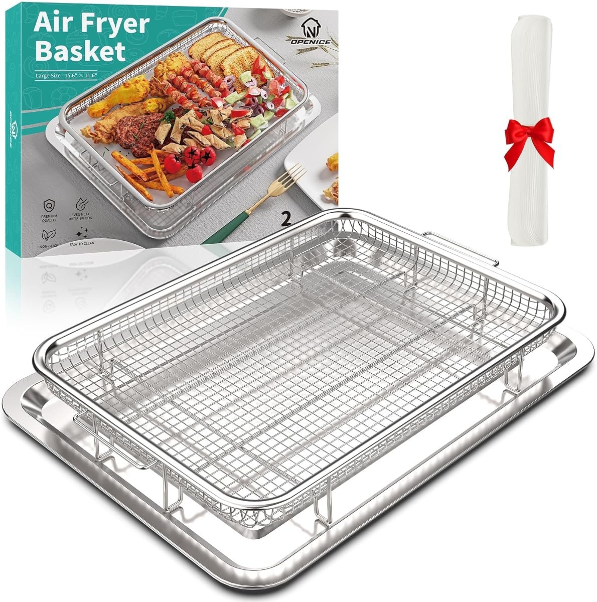 Air Fryer Basket for Oven, OPENICE Oven Air Fryer Basket and Tray Set