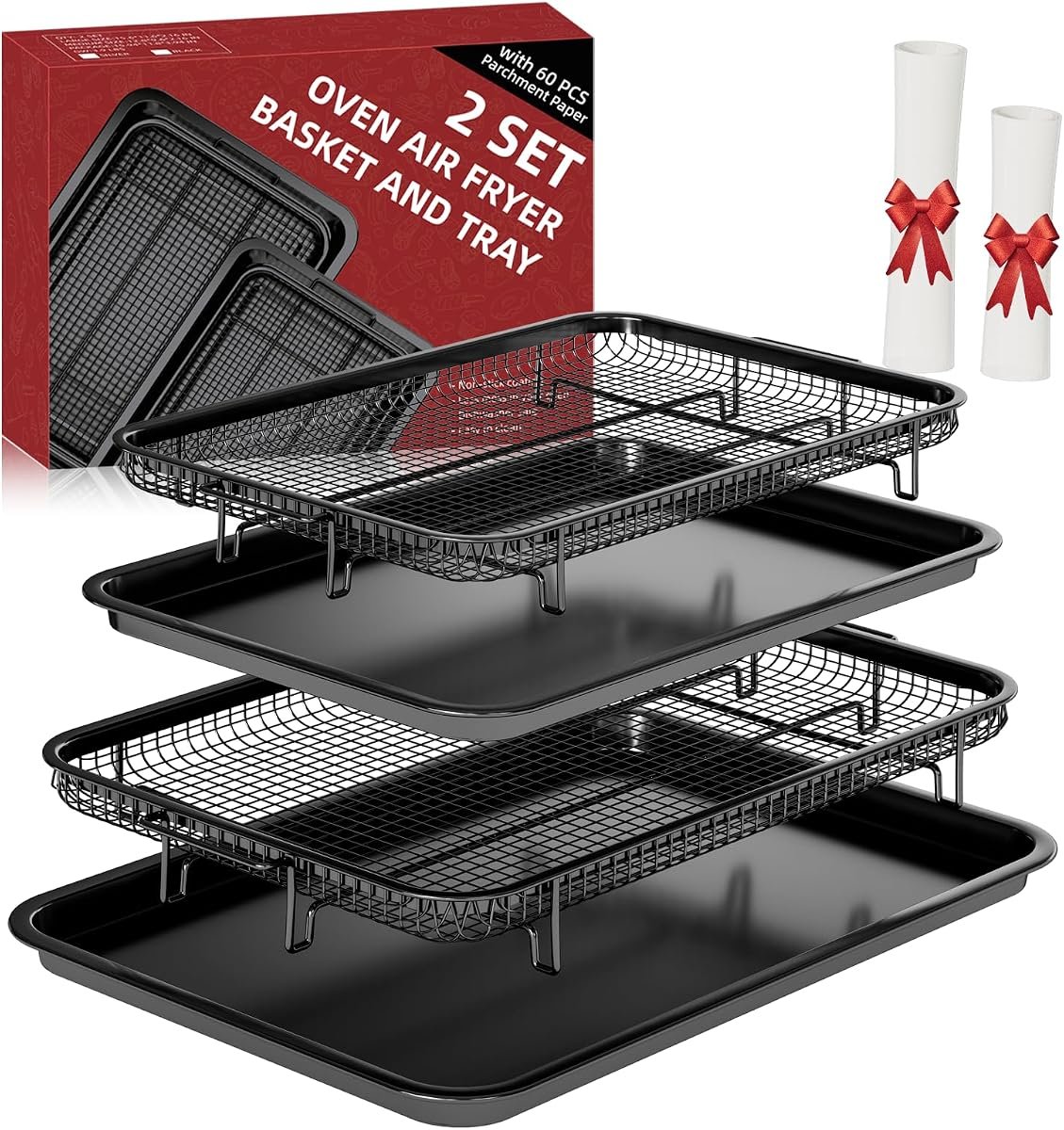 DONGULI Air Fryer Basket for Oven Sheet Pan with Wire Rack(2 Pack)