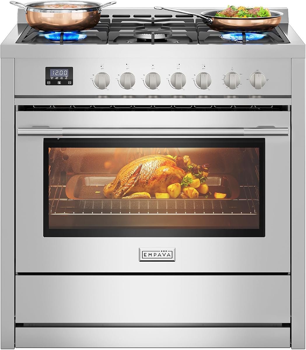 Empava 36″ Professional Gas Range with 18K BTU Triple-Ring P