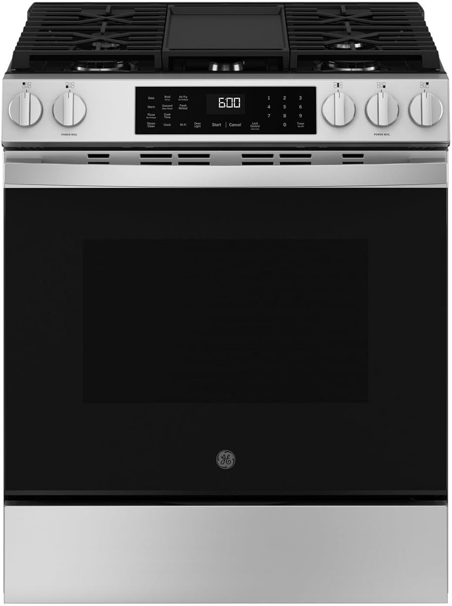GE GGS600AVFS 30 inch Slide-In Gas Convection Range with Ste