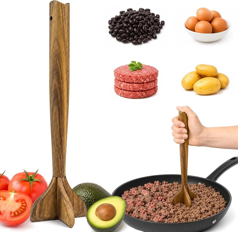 HISKRAD Acacia Wood Meat Masher